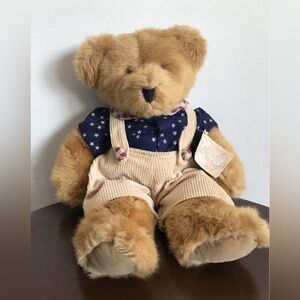 Russ Berrie Patriotic Teddy Bear in Overalls Bears From the Past Collection
